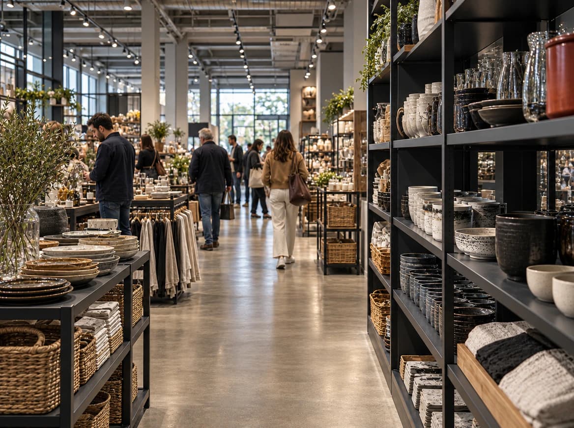 Wide aisle inside a homeware store