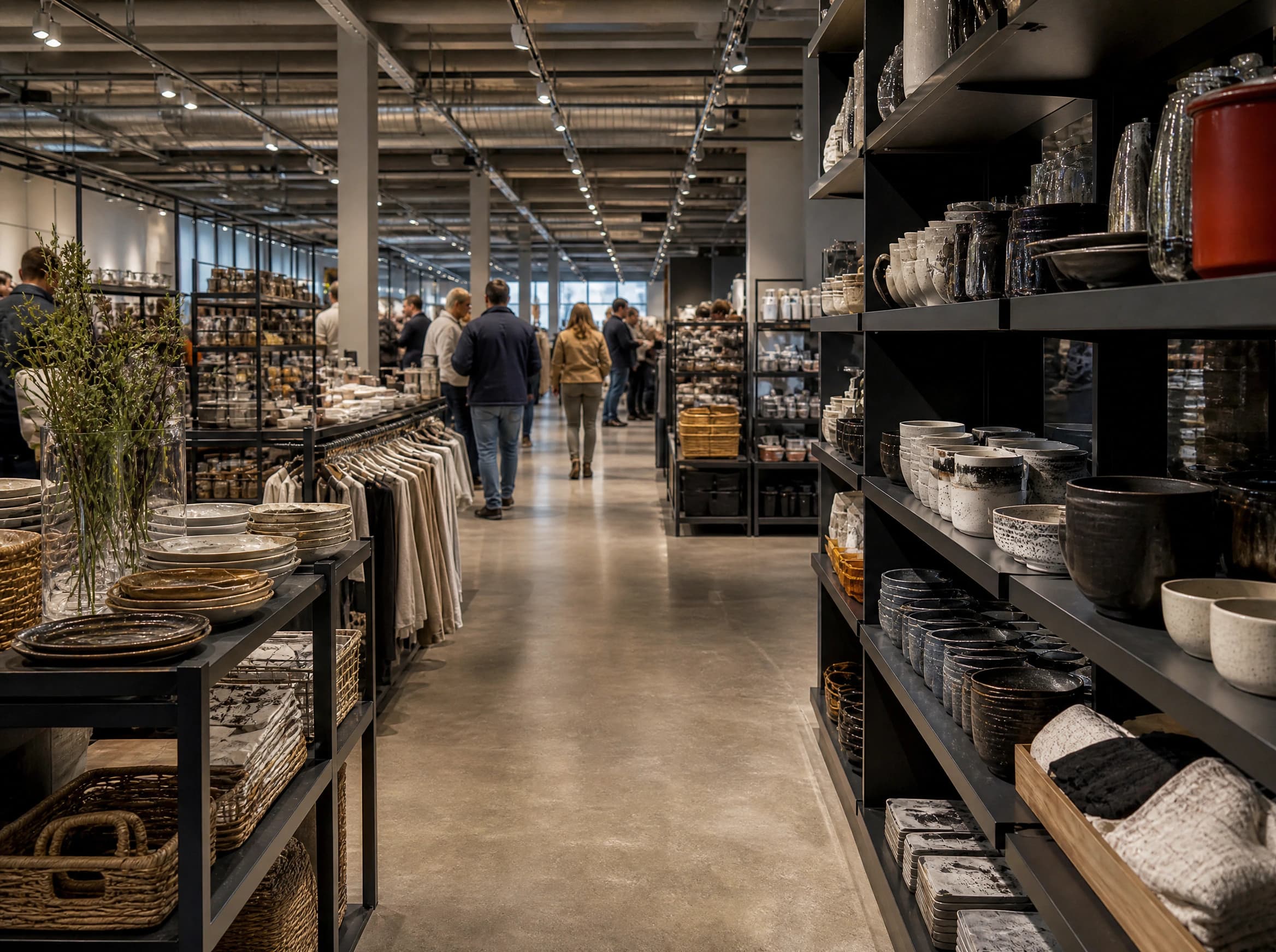 Wide aisle inside a homeware store